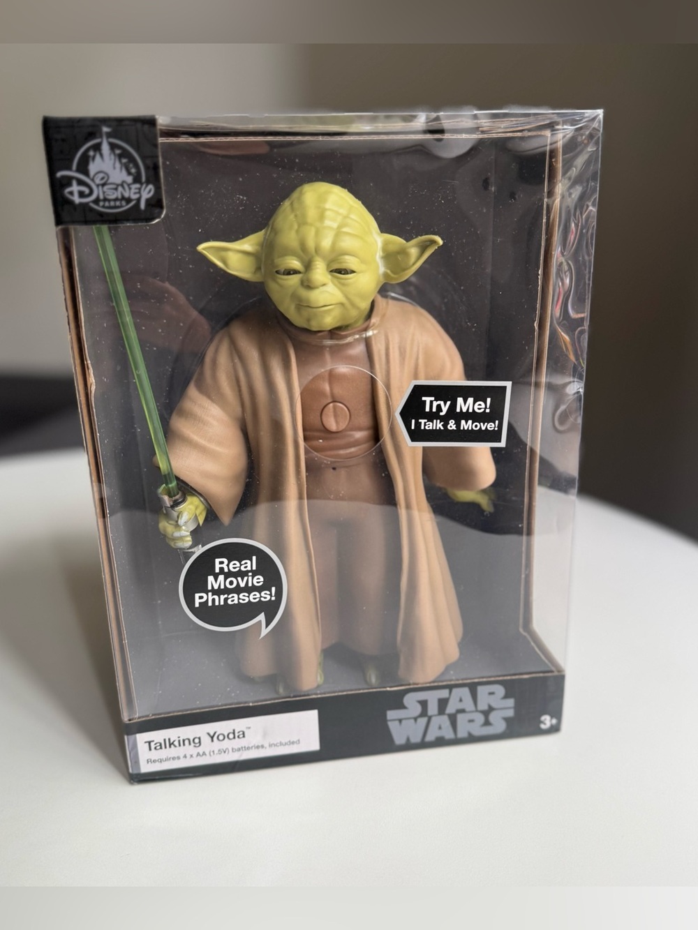 Star Wars Talking Yoda Figure Disney Parks Exclusive LightUp Lightsaber Sealed